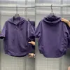 Conjunto de Shorts de Manga Corta con Capucha Ligero Transpirable Protector Solar de Verano Beijianglang para Hombre, Ropa Casual Holgada de Color Sólido Simple de Moda
