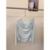 Blusa Ruoxin 26 Estilo Coreano Novo com Gola Franzida de Bolinhas para Mulheres no Início do Outono