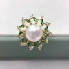 Anel de Pérola de Água Doce Natural Zhuji, Anel Aberto de Pérola Grande Elegante de Alta Qualidade, Joias da Moda Feminina Atacado
