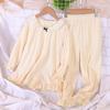 Pijama de manga comprida para meninas Four Seasons All Cotton Sweat-Absorvente Home Suit Mãe e Vestidos Princesa Renda Pijama