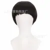 Peruca Bob Curto Cruzada Europeia e Americana Preto e Dourado de Fibra de Alta Temperatura com Franja, Cabelo Liso, Natural e Versátil
