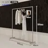 Estantería Exhibidor Móvil para Ropa de Mujer de Acero Inoxidable con Ruedas, Exhibidor Simple Lateral Colgante para Tiendas de Ropa