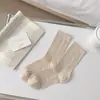 Meias Femininas da Moda de Primavera e Verão Respiráveis Leves de Cano Médio Meias Femininas Felpudas de Cor Sólida Meias Femininas Ins Mesh Novas Verticais Simples
