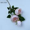 Nuevo arreglo floral de 3 cabezas Austin Rose para auditorio de bodas, arreglo paisajístico, flores falsas, comercio exterior, flores de simulación transfronterizas, venta al por mayor