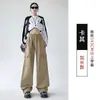 Pantalones de Pierna Ancha Estilo Americano para Mujer, Primavera y Otoño, Elegantes Casual Rectos Adelgazantes Multibolsillos Paracaidistas Deportivos