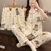 Pijama de Algodón Nube para Mujer Verano Manga Corta Traje de Tres Piezas Punto de Ola Japonés Oso Celebridad de Internet Atuendo Ropa para el Hogar Venta al por Mayor