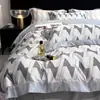 Juego de cuatro piezas de seda lavada con tacto fresco de verano, funda nórdica de seda helada, sábana y sábana bajera de Tencel sedosas y lisas estilo europeo para dormir desnudo