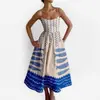 Vestido de verano transfronterizo europeo y americano para mujer, elegante vestido de tirantes con cintura ceñida, plisado, color liso, dobladillo amplio, personalizable para comercio exterior