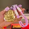 Colgante para Teléfono Móvil Shuibei Gold Llavero de Oro Puro 999 Dios de la Riqueza Gato de la Suerte Hello Kitty Colgante de Gato Regalo