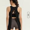 Top Deportivo Europeo y Americano Transfronterizo para Mujer Holgado de Secado Rápido Camiseta Ropa de Fitness Chaleco Dividido sin Mangas Blusa Casual Yoga