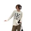 Camiseta de Algodón Puro 2025 Nueva Popular Americana de Manga Larga para Mujer en Otoño, Única, Hermosa, Holgada, Estilo Slim y Lazy