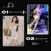 Lencería Sexy Private Moon, Deseo Puro, Estilo Abstinencia, Encaje Floral Pequeño Sofocante Empalmado, Tirantes de Corte Bajo, Camisón Sexy que Cubre la Cadera