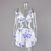 Conjunto de Dos Piezas de Shorts con Tirantes Satinados Estampados de Verano, Nuevo, Pijama Fresco de Seda de Hielo, Ropa de Casa para Mujer Europea y Americana
