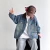 Jaqueta Jeans Infantil Primavera e Outono 2025 Novo Estilo para Crianças Maiores, Blusa de Outono Infantil Estilo Primavera Tendência Quente