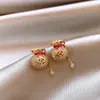Brincos Pingente Cavalo do Ano Zodiacal Banhados a Ouro Real 18K, Novos Brincos de Pino Versáteis Estilo Chinês Retrô, Brincos Elegantes de Luxo Leve