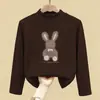Camiseta Interior Térmica Suave de Media Altura para Niños de Primavera y Otoño, Top de Manga Larga Estampado para Niñas de Otoño e Invierno, Top Cálido de Moda