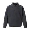 Tricô Retrô Americano com Gola Polo Tricô para Homens e Mulheres 2025 Outono Novo Jaqueta Casual Solta Estilo Preguiçoso