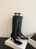 Primeiro Encontro com as Sandálias de Salto Alto com Tiras Finas e Bico Quadrado de Verão da Moda, Sexy e Emagrecedoras, Botas de Cano Alto com Zíper Lateral