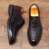 Sapatos de couro masculinos de cano baixo, estilo executivo, com estampa de crocodilo, estilo inglês, casual, retrô, com cadarço, para casamento, noivo, uma geração de cabelo