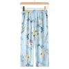 Calça Fina Tecida de Primavera para Mulheres de Meia-Idade e Idosas, Adequada para Clima Fresco, Estilo Fino de Verão, Comprimento Três Quartos, Pode Ser Usada Fora de Casa, Calça de Casa, Calça de Dormir para Mulheres