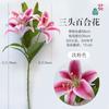 Três-cabeça 3D impressão curto ramo lírio flor alto ramo 3D impressão filme casa beleza Chen decoração loja decoração flor de seda