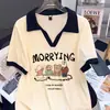 Camiseta de Manga Corta con Cuello en V y Bloques de Color para Mujer Tallas Grandes, Nuevo Estilo de Verano para Mujeres con Curvas, Diseño de Moda, Corte Holgado, Top Adelgazante y Favorecedor