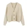 Suéter Cardigan de Tricô Curto Cor Sólida Simples Versátil Estilo Suave Estilo Coreano Feminino Jaqueta Nova Primavera Outono Slim Fit