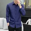 Camisas de Manga Larga para Hombre Primavera Tendencia Negocios Profesional Ropa de Trabajo Moda Urbana Sin Planchar Ajustadas para Usar como Exterior Tendencia