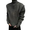 Suéter de cuello alto para hombre Invierno Estilo Old Money Retro Americano de Alta Gama Versátil Juventud Chaqueta Cardigan de Punto con Cremallera