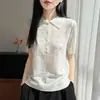 Transfronterizo 2026 Verano Nuevo Estilo Suéter de Punto Fino de Lana para Mujer con Cuello Polo de Manga Corta y Diseño Hueco, Camiseta Base Fina de Cuello Solapa