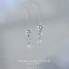 Aretes de Flor Azul Nuevos de Verano 24th Camellia Yinghua Estilo Bosque Dulces y de Alta Gama Pendientes/Clip para Oreja