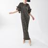 Comercio Exterior Exportación Ropa Europea y Americana Tallas Grandes Vestido Falda Larga de Verano para Mujer Manga de Campana Plisado Delgado Vestido Falda Francés