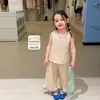 Ropa para Niños Weimu Conjunto para Niñas Chaleco Floral Verano Estilo Delgado Ropa para Niños Conjunto de Dos Piezas Bebé Clase A Top y Pantalones
