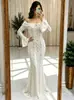 813W Outono Europeu Mais Vendido Vestido Longo de Renda com Temperamento Francês Uma Alça Manga Flare Estilo Tomara-que-caia