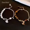 Pulseira Única Pedra Olho de Tigre Manta Rosa Saturno Luxo Leve Design de Nicho Elegante Versátil Joias Femininas