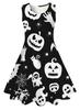 Amazon Halloween Esqueleto Travesso Brincalhão Diversão Infantil Vestido Sem Mangas com Estampa Digital 3D para Meninas Estilo Fino de Verão
