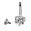 Piercing de Ombligo Acero de Titanio DIY Corazón Incrustado de Circonita Joyería para Piercing Corporal, Hipoalergénico, Venta al por Mayor Transfronteriza