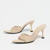 Tacones Altos de Punta Personalizados para Mujer con Bordado de Encaje y una Sola Correa, Elegantes y Versátiles para Fiestas Nocturnas de Primavera y Verano