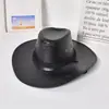 Verão Estilo Americano Western Cowboy Hat Masculino e Feminino PU Couro Cavaleiros Chapéu ao ar livre Montanhismo Chapéu de sol Chapéu de sol de viagem
