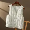 Chaleco acolchado con patrón de rombos, chaqueta ligera, ropa de mujer de alta gama para otoño e invierno 2026, plumón de pato blanco, adecuado tanto para llevar solo como con otras prendas