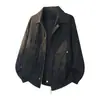 Chaqueta de pana estampada de gran tamaño transfronteriza para hombre 2025 Otoño Nueva tendencia americana holgada guapa chaqueta de trabajo