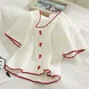 2024 Nuevo diseño de clavícula estilo coreano camisa corta suéter de manga corta adelgazante para la cintura camiseta de seda helada para mujer