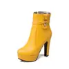 Botas de moda para mujer estilo europeo y americano, impermeables, con plataforma, punta fina y tacón alto, botas cortas de talla grande para otoño e invierno, entrega de pedidos transfronterizos