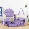 Set de Mochila de Cinco Piezas, Mochila Escolar Multiusos para Estudiante de Secundaria, Mochila Casual para Pareja, Estilo Campus Ligero y Transpirable