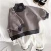 Sudadera de Invierno para Niños y Niñas Bebé Elegante Infantil Moderna Estilo Japonés Coreano Bloque de Color Rayas Forro Polar Grueso