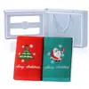 Caixa de presente de toalha de Natal algodão puro vermelho verde toalha de rosto bordado Papai Noel comércio exterior presente toalha de ano novo