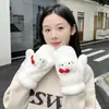Guantes de Peluche Lindos Estilo Corea del Sur para Mujer Invierno Dibujos Animados Perro Estudiante Engrosados A prueba de Frío Colgantes para el Cuello Cálidos Lindos Dedos