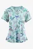 Camiseta Feminina Gola V Uniforme de Enfermeira Venda Direta da Fábrica Transfronteiriça Europeia e Americana Aliexpress Casual Confortável Manga Curta Estampada Feminina