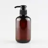 En stock botella de PET blanca de porcelana Boston de 200 ml Bomba de presión botella para desinfectante de manos, desinfectante, champú, gel de ducha