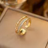 Anillo de Zirconia Micropavimentada Nuevo Transfronterizo Celebridad de Internet para Mujer, Anillo de Dedo Índice de Lujo Ligero de Moda de Gama Alta para Mujer con Apertura Ajustable